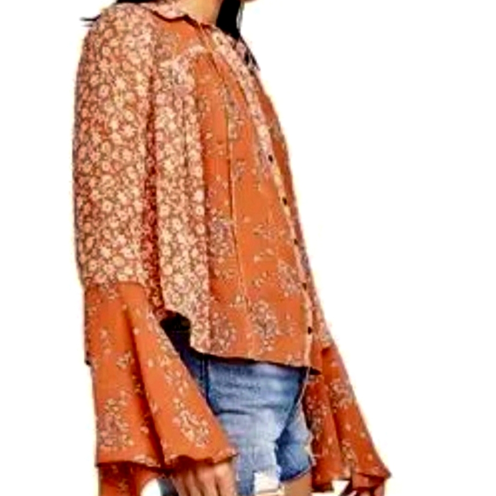 Easel Floral Orange Women's Top